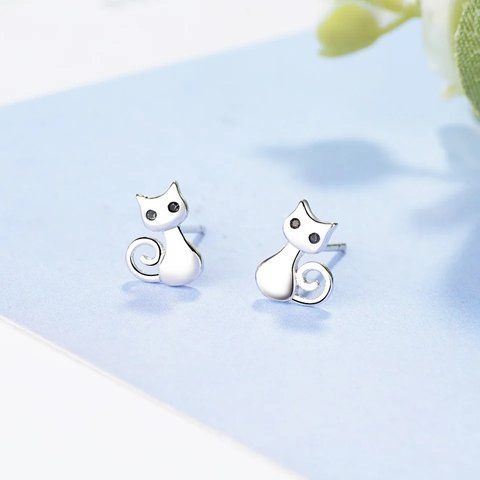Серебряные серьги для девочек "Kitty" 130825 фото